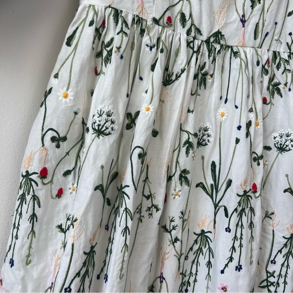 Meadows Bloom English Stem Floral Embroidered Maxi Cottagecore Dress - Picture 3 of 9